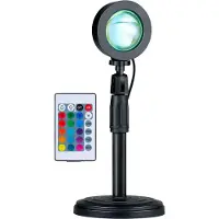 Grundig Sunset Lamp - Lampe coucher de soleil avec télécommande - Lampe LED 16 couleurs - Lampe de table et lampe de chevet avec connexion USB-A - 27x11.4x11.4 cm - Noir