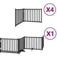 vidaXL Porte pour chien 12 pièces avec porte Pliable Noir 960 cm Bois de peuplier
