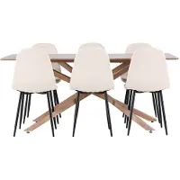 Ebuy24 Piazza ensemble pour salle à manger table 90x180cm et 6 chaises velours mocca.