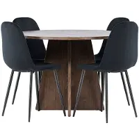 Ebuy24 Bootcut ensemble pour salle à manger table Ø110cm et 4 chaises velours mocca.
