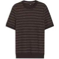BOSS T-shirt en maille en coton mélangé à rayures horizontales