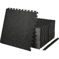 Vevor Tapis en Caoutchouc à Emboîtement 25 Pcs Protections Sol en Mousse 14 mm d'Épaisseur Tapis de Sol Emboîtables 9,3 m² Noir Gris Réduction du Son et du Bruit pour Protéger Vos Surfaces des Rayures
