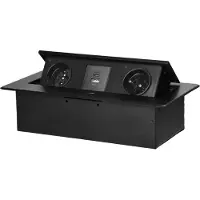 ORNO OR-GM-9034/B bloc rabattable encastré, 2x 230V, 1x USB-A, 1x USB-C, noir