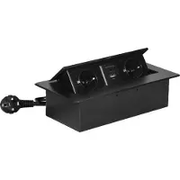 ORNO Prise de meuble encastrée dans le plateau de table avec bord plat fraisé, chargeur USB et 1,5 m K (4x, CEE 7/3, 1.50 m)