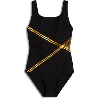 Bonprix Maillot 1 pièce sculptant à détails dorés, maintien léger