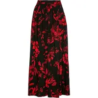 Bonprix Jupe longue en viscose avec taille élastique et lien à nouer