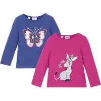 Bonprix Lot de 2 T-shirts manches longues 100% coton
