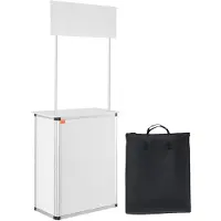 Vevor Comptoir de Stand Foire Salon 78,5 × 38 × 181,5 cm Table de Promotion Portable en Bois PVC Métal Présentoir d'Exposition avec Support de Rangement et Sac de Transport pour Exposition Commerciale