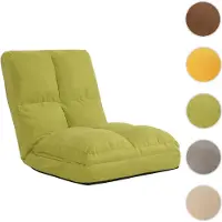 Mendler Fauteuil de sol HWC-N45, fauteuil-lit pliable Fauteuil fonctionnel, fonction sommeil pliable cadre acier velours vert