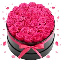 Vevor Rose Éternelle 27 Fleurs Éternelles Préservées Boîte Ronde Bouquet Roses Éternelles Cadeau pour Elle