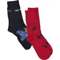 Sesame Street Chaussettes de - Cookie Monster & Elmo - Lot de 2 - EU39-42 - EU 43-46 - pour Unisexe - multicolore - Taille EU 39-42