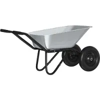 vidaXL Chariot de jardin argenté et noir, 80 litres, 120 kg, en acier galvanisé