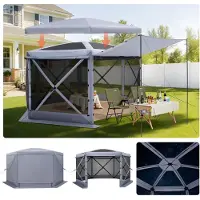 Vevor Tente Moustiquaire Tonnelle Pop-up 3,6x3,6 m Tente Moustiquaire Pliante 8-10 Personnes Abri Solaire 6 Côtés pour Camping en Famille Terrasse Jardin