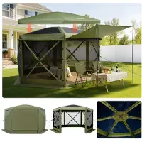 Vevor Tente Moustiquaire Tonnelle Pop-up 3x3 m Tente Moustiquaire Pliante 6-8 Personnes Abri Solaire à 6 Côtés pour Camping en Famille