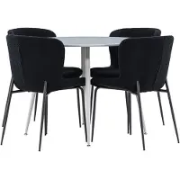 Ebuy24 Plaza ensemble pour salle à manger table Ø100cm et 4 chaises teddy gris.