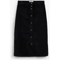 Bonprix Jupe midi extensible en velours côtelé avec patte de boutonnage