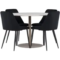 Ebuy24 Lycke ensemble pour salle à manger table Ø110cm et 4 chaises velours beige.