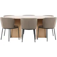 Ebuy24 Strada ensemble pour salle à manger table extensible Ø120cm, 170cm et 6 chaises whitewash, brun.