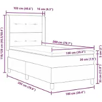 vidaXL Lit boxspring avec tête de lit taupe 100 x 200 cm Tissu