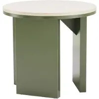 Oviala Table basse effet bois ronde diam 50 cm vert olive - Bonny