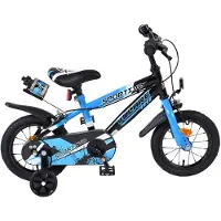 Volare Vélo enfant Sportivo - Garçons - 12 pouces - Bleu Noir - Deux freins à main