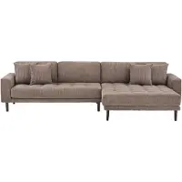 Ebuy24 Cora canapé chaiselongue droite incl. 4 coussins velours brun.