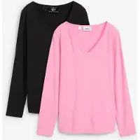 Bonprix Lot de 2 T-shirts manches longues près du corps