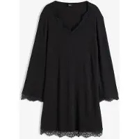 Bonprix Chemise de nuit en matière côtelée avec dentelle