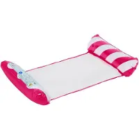 Eddy Toys Matelas de natation adulte - Lit gonflable à partir de 14 ans - Avec roulette pour la tête et les pieds - Jusqu'à 80 kg - Uniquement pour eau peu profonde - Patch de réparation inclus - Rose