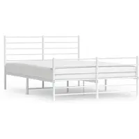 vidaXL Cadre de lit avec tête et pied de lit en métal blanc 135x190 cm