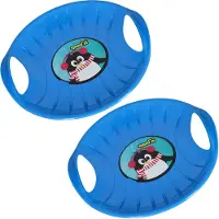 KOTARBAU 2 pièces Luge PVC 60 cm Luge Enfant Bleu Sled Poignées Ergonomiques et Adulte Traineau à Neige Résistant Facile à Transporter