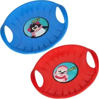 KOTARBAU 2 pièces Luge PVC 60 cm Luge Enfant Bleu & Rouge Sled Poignées Ergonomiques et Adulte Traineau à Neige Résistant Facile à Transporter