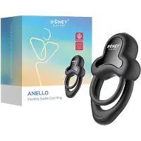 HoneyPlayBox Box Anello - Anneau vibrant pénien et scrotal à commande par application, pour hommes (noir)