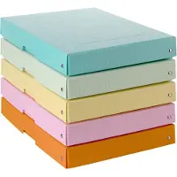 Falken Boîte d'archives PURE Box Pastell A4, pour jusqu'à 500 feuilles, avec champ d'inscription, L 320 x l 240 x hauteur de remplissage 40 mm, carton FSC, coloris assortis, 5 pièces