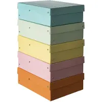 Falken Boîte d'archives PURE Box Pastell A4, pour jusqu'à 1250 feuilles, avec champ d'inscription, L 320 x l 240 x hauteur de remplissage 100 mm, carton FSC, coloris assortis, 5 pièces