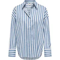 ONLY Chemisier 'ONLOREGON ALVA' bleu clair / blanc