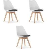 Leobert Chaise MARK noir et blanc / pieds naturels x 3