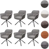 Mendler Lot de 6 chaises de salle à manger HWC-K33, chaise de cuisine, pivotante Auto-Position, tissu/textile similicuir, gris-gris foncé