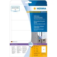 Herma Special - Papier - mat - auto-adhésif amovible - blanc - 192 x 59 mm 100 étiquette(s) (25 feuille(s) x 4 étiquettes de dossiers opaques
