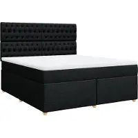 vidaXL Lit boxspring avec matelas noir 180x200 cm Tissu