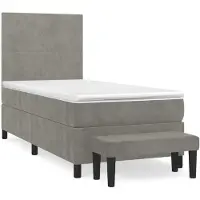 vidaXL Lit boxspring avec matelas gris clair 90x200 cm velours