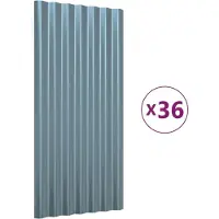 vidaXL Panneaux de toit 36 pcs. Acier revêtu par poudre Gris 80x36 cm