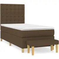 vidaXL Lit boxspring avec matelas brun foncé 100x200 cm Tissu