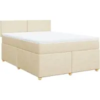vidaXL Lit boxspring avec matelas Crème 140x190 cm Tissu