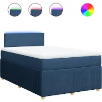 vidaXL Lit boxspring avec matelas bleu 120x200 cm Tissu