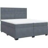 vidaXL Lit boxspring avec matelas gris foncé 200x200 cm velours
