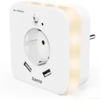 Hama Veilleuse LED avec prise de courant, 2 sorties USB, détecteur de mouvement, capteur de lumière (00223507)