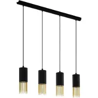 Eglo Suspension COUNUZULUS, design moderne, boîtier en acier noir et couleur laiton, douille E27, 220-240 V, idéale pour le salon et la salle à manger, IP20
