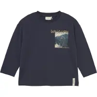 En fant T-Shirt bleu foncé / marron / pétrole