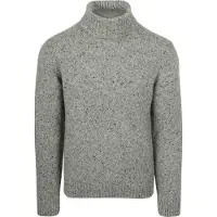 Suitable Pull Col Roulé Donnegal Tweed Laine Eco Gris